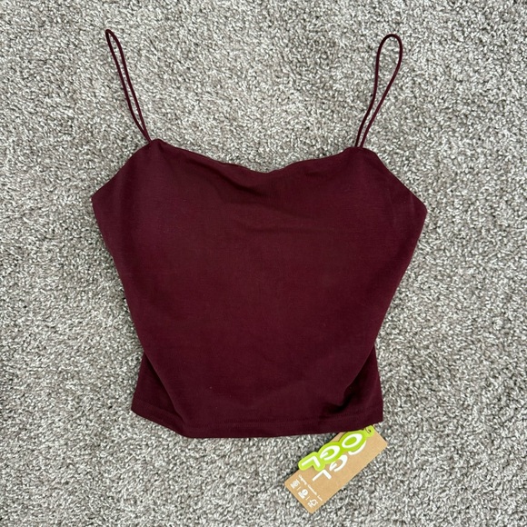 NWT OGL Essential Spaghetti Strap Cropped Airy Brami Tank Top Sz S Built in Bra - Picture 2 of 6